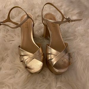 Schutz platform gold sandals BRAND NEW